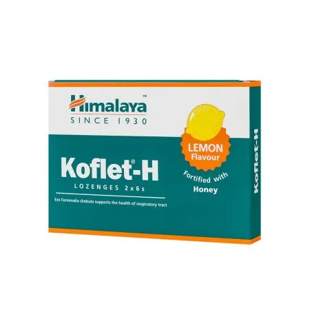Koflet-H cu aroma de lamaie, 12 pastile, Himalaya