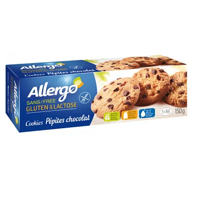 Fursecuri cu fulgi de ciocolata Allergo, 150 g, Nutrition & Sante