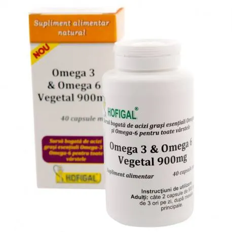 HOFIGAL Omega 3 si Omega 6 Vegetal 900 mg, 40 capsule moi