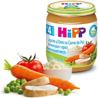 HIPP Pui, orez si legume x 125 g (Hipp)