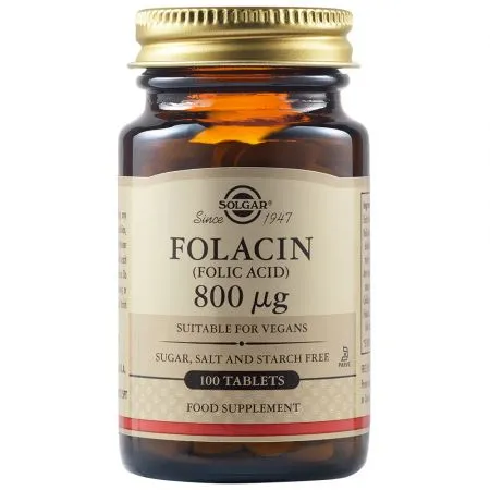 Acid Folic Folacin 800 mcg, 100 tablete, Solgar