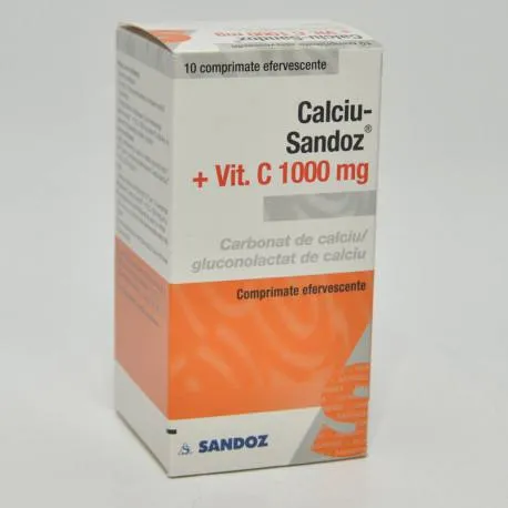 Calcium-Sandoz(R) + Vitamina C 1000 mg, 10 comprimate efervescente