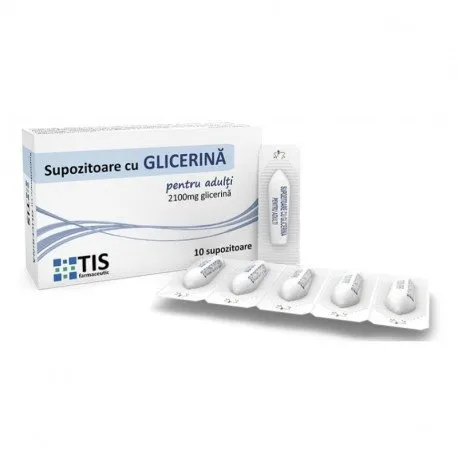 TIS Supozitoare cu glicerina pentru adulti, 10 supozitoare