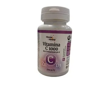 Vitamina C 1000 cu zinc si D3, 60 comprimate, Dacia Plant