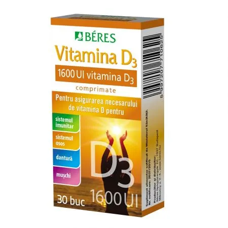 Vitamina D3 1600UI, 30 comprimate, Beres