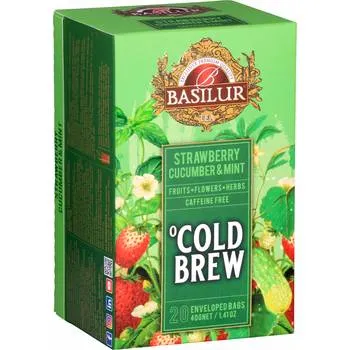 Ceai asortat Cold Brew Strawberry & Cucumber & Mint, 20 plicuri, Basilur
