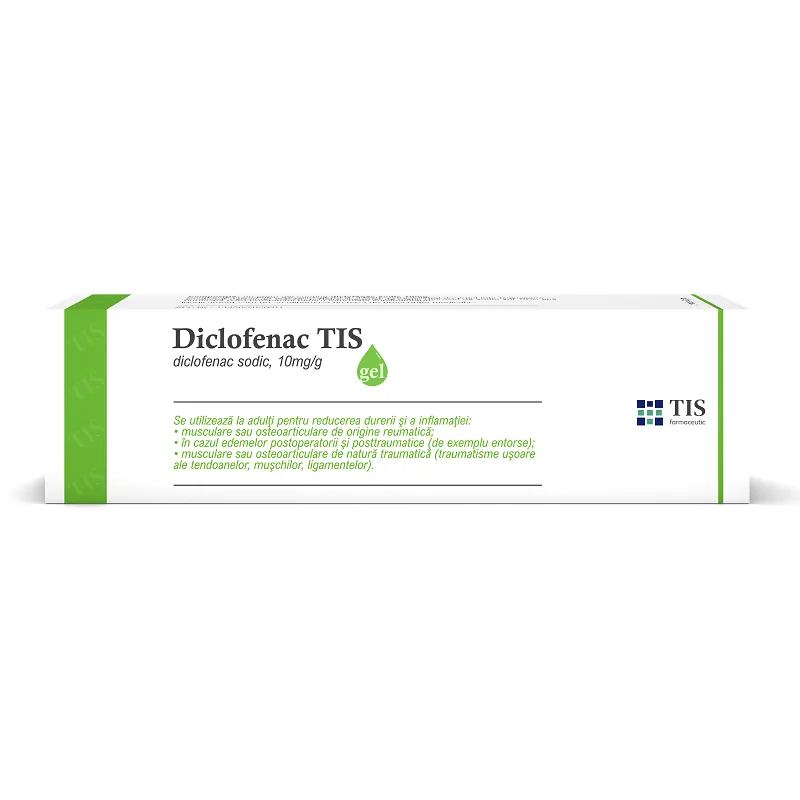 Diclofenac Tis gel cu ardei, 10 mg/g, 50 g, Tis Farmaceutic
