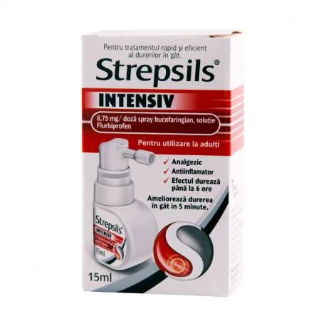 Strepsils Intensiv 8,75 mg / doza x 15 ml sol. spray bucofaringian