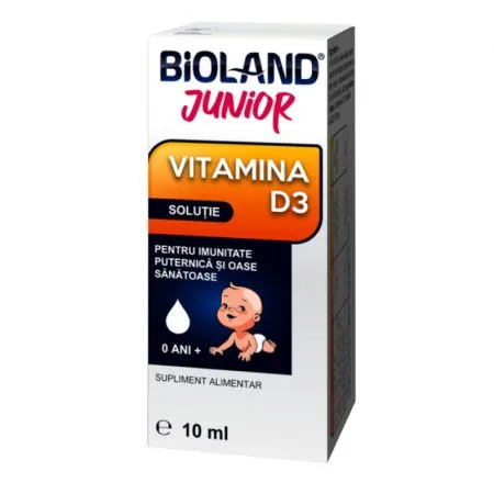 Picaturi solutie orala Vitamina D3 Bioland Junior, 10 ml, Biofarm