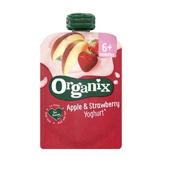Gustare cu mere si capsuni +6 luni Bio, 100g, Organix