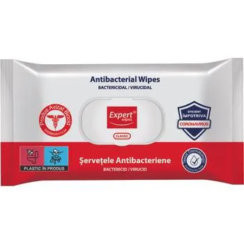 Servetele umede Antibacteriene Classic, 60 bucati, Expert Wipes
