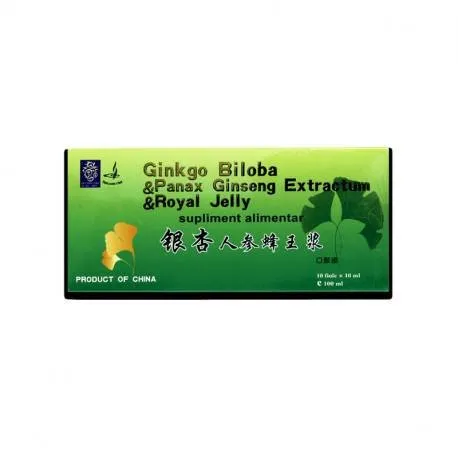 Ginkgo Biloba & Royal Jelly & Ginseng NATURALIA DIET, 10 fiole x 10 ml