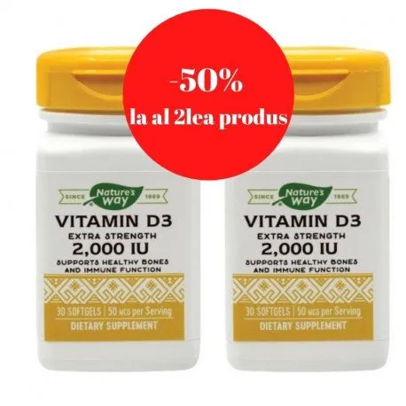 Secom Vitamin D3 2000 UI, 30 capsule - 50% la al 2 lea produs