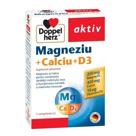 Doppelherz Aktiv Magneziu+Calciu+D3, 30 capsule