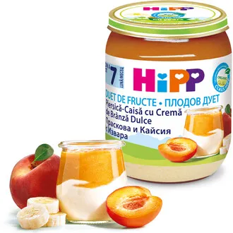 HIPP Fruit-Duet piersica + caisa + branza x 160 g (Hipp)