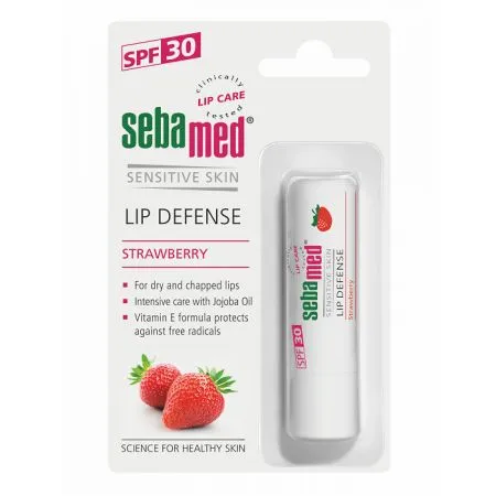 Balsam dermatologic protector pentru buze cu SPF 30 Strawberry, 4.8 g, Sebamed