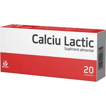 Calciu Lactic 500mg, 20 comprimate, Biofarm