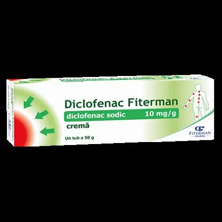 Diclofenac crema, 10 mg/g, 50 g, Fiterman