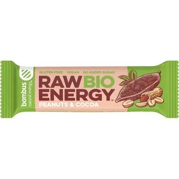 Baton energizant bio cu arahide si cacao Raw Energy, 50g, Bombus