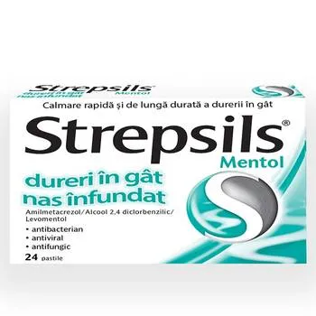 Strepsils mentol, 24 comprimate, Reckitt Benckiser