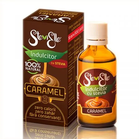 Indulcitor Stevia cu aroma de caramel SteviElle, 50 ml, Hermes Natural