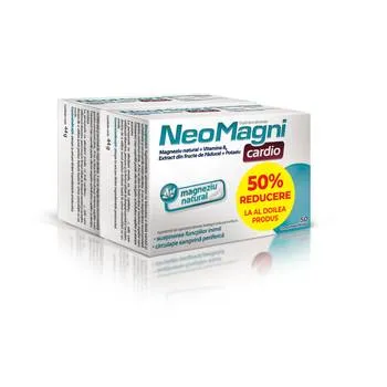 Pachet NeoMagni cardio 1 + 50% reducere la al doilea produs, 2 x 50 comprimate, Aflofarm