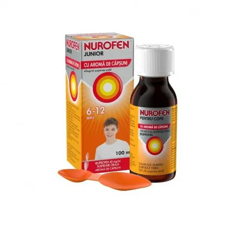 Nurofen junior cu aroma de capsuni 40 mg /ml, 100 ml suspensie orala