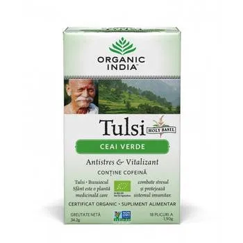 Tulsi Ceai Verde, 18 plicuri, Organic India