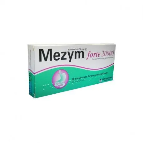 Mezym Forte 20000 250 mg x 20 comprimate filmate gastrorezistente