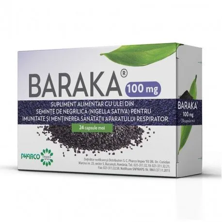 Baraka 100 mg pentru calmarea tusei, 24 capsule