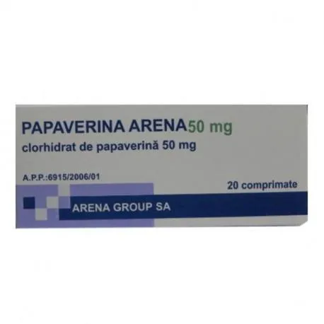 Papaverina 50mg, 20 comprimate AR