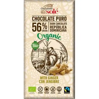 Ciocolata neagra cu 56% cacao si ghimbir Bio, 100g, Chocolates Sole