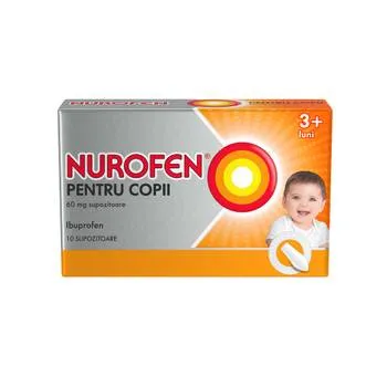 Nurofen supozitoare pentru copii +3 luni 60 mg, 10 supozitoare, Reckitt Benckiser