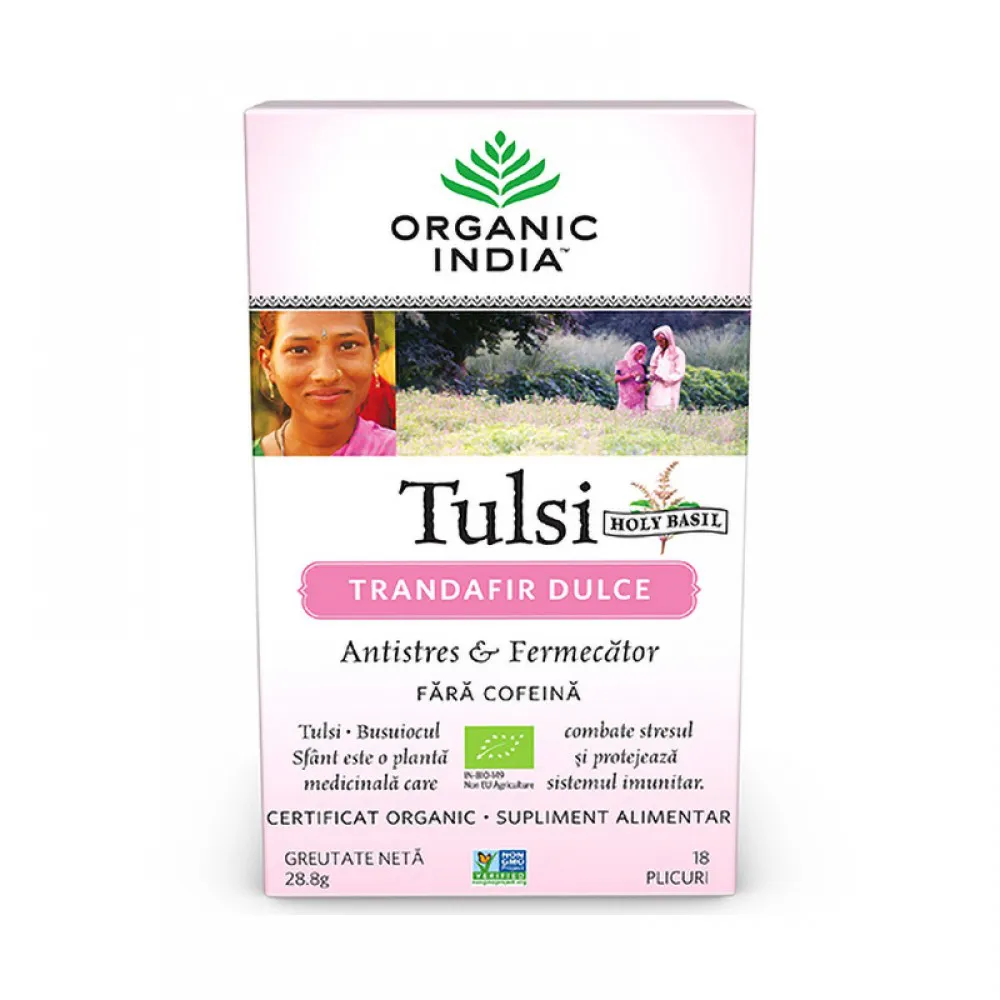 Ceai Tulsi Trandafir Dulce (18 plicuri infuzie) , Organic India