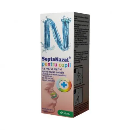 Septanazal pentru copii 0,5 mg / 50 mg / ml x 10 ml sol. spray nazal