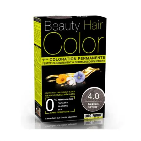 Vopsea de par cu extracte vegetale si bumbac Saten Natural, Nuanta 4.0, 160 ml, Beauty Hair Color