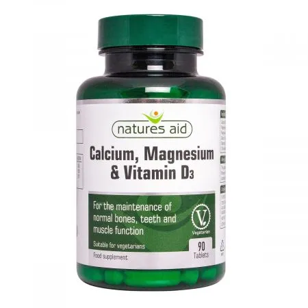 Calciu, Magneziu si Vitamina D3, 90 capsule, Natures Aid