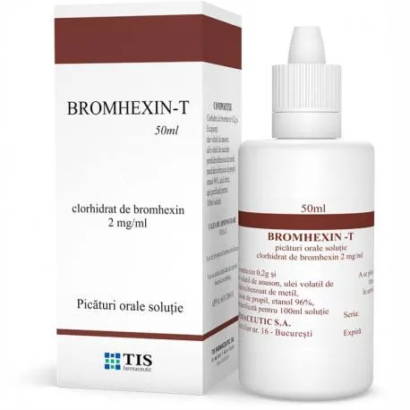 Bromhexin-T 2 mg / ml x 50 ml picaturi orale, solutie TIS
