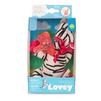 Jucarie Zebra Lovey + Suzeta din silicon roz, 1 bucata, Dr. Brown's
