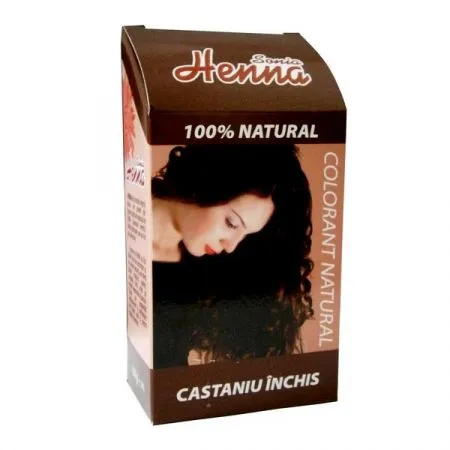 Colorant natural Sonia Henna castaniu inchis, 100 g, Kian Cosmetics