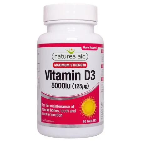 Vitamina D3 5000UI, 60 tablete, Natures Aid
