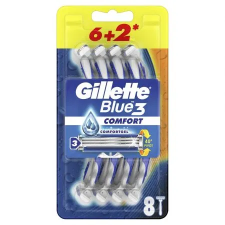Aparat de ras de unica folosinta cu 3 lame Gillette Blue 3 Comfort, 6 + 2 bucati, P&G