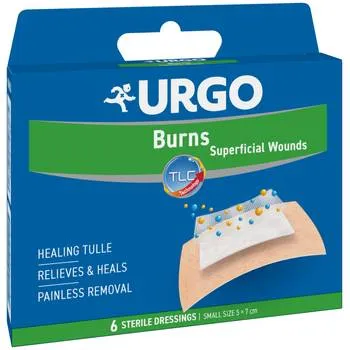 Plasturi mici pentru arsuri si rani superficiale, 5 x 7cm, 6 bucati, Urgo