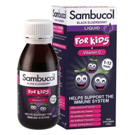 Sirop cu soc negru si vitamina C pentru copii, 120 ml, Sambucol
