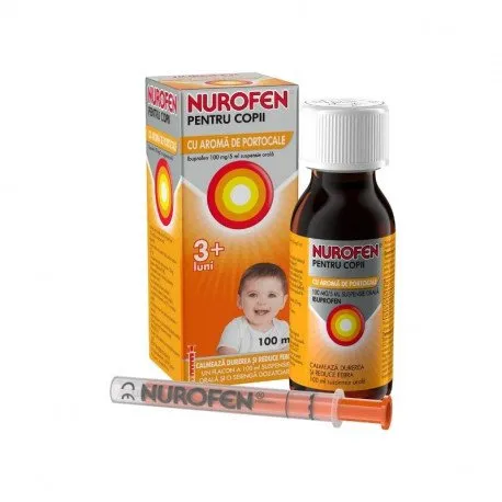 Nurofen copii aroma portocale 100 mg / 5ml, 100 ml suspensie orala