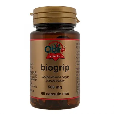 Ulei din seminte de chimen negru Biogrip, 500 mg, 60 capsule moi, Obire