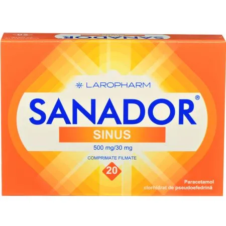 Sanador Sinus, 500 mg/30 mg, 20 comprimate filmate, Laropharm