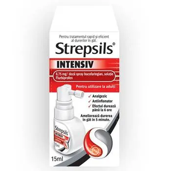 Strepsils Intensiv spray bucofaringian, 15ml, Reckitt Benckiser