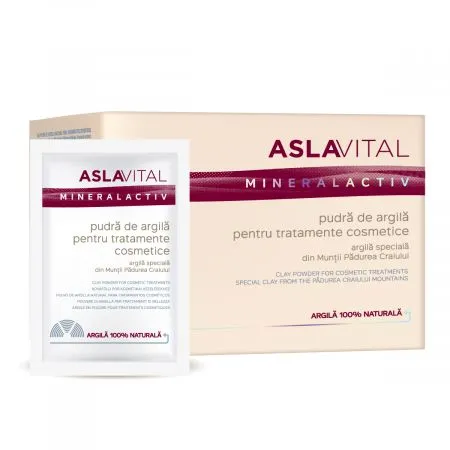 Pudra de argila pentru tratamente cosmetice Mineralactiv, 10 plicuri x 20 g, AslaVital