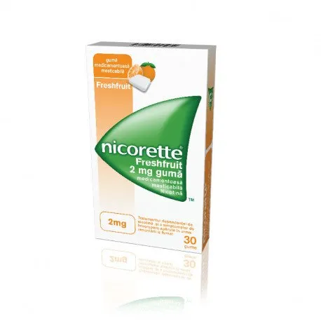Nicorette Freshfruit 2 mg, 30 gume medicamentoase masticabile